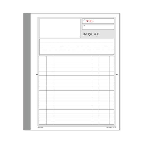 Regningsblok | 2x50 sider m. kopi | 14,8x20cm |