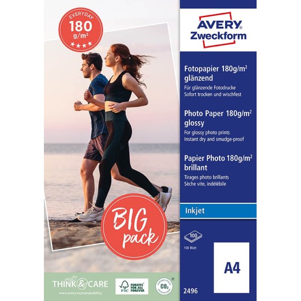 Avery fotopapir classic glossy inkjet 180g A4 (100)