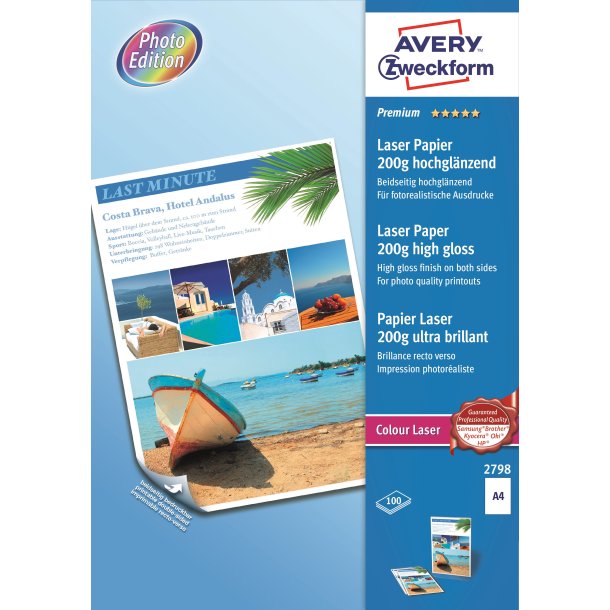 Fotopapir Premium Glossy 200g laser A4 (100)