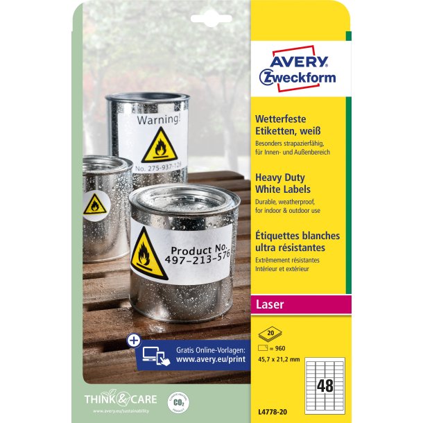 AVERY strk Polyester etiket 5,7x21,2mm (960)