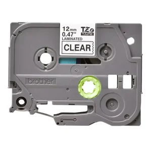Brother TZe Tape - 12mm x 8m, Transparent (sort skrift)