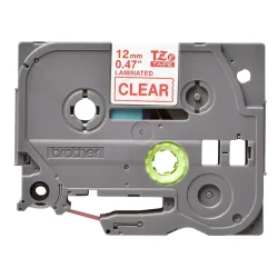 Brother TZe Tape - 12mm x 8m, Transparent (r�d skrift)