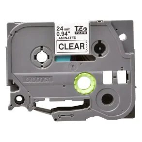 Brother TZe Tape - 24mm x 8m, Transparent (sort skrift)