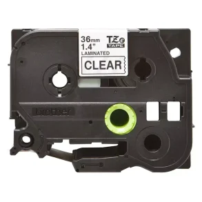 Brother TZe Tape - 36mm x 8m, Transparent (sort skrift)