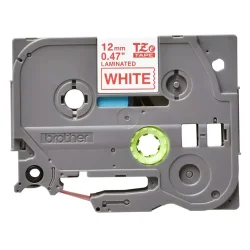 Brother TZe Tape - 12mm x 8m, Hvid (r�d skrift)