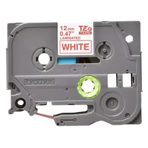 Brother TZe Tape - 12mm x 8m, Hvid (r�d skrift)