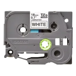 Brother TZe Tape - 18mm x 8m, Hvid (sort skrift)