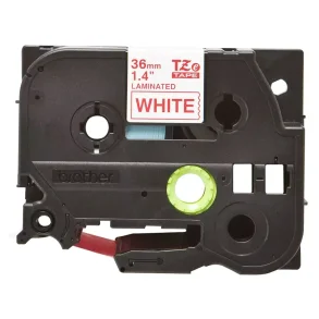 Brother TZe Tape - 36mm x 8m, Hvid (r�d skrift)