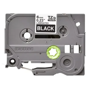 Brother TZe Tape - 6mm x 8m, Sort (hvid skrift)