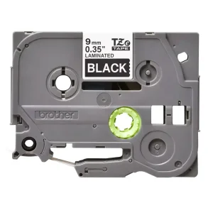 Brother TZe Tape - 9mm x 8m, Sort (hvid skrift)