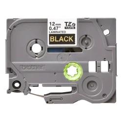 Brother TZe Tape - 12mm x 8m, Sort (guld skrift)