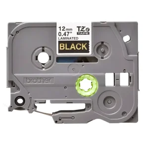 Brother TZe Tape - 12mm x 8m, Sort (guld skrift)