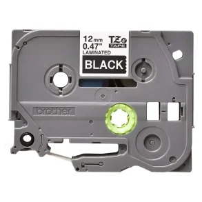 Brother TZe Tape - 12mm x 8m, Sort (hvid skrift)