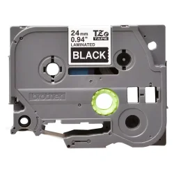 Brother TZe Tape - 24mm x 8m, Sort (hvid skrift)
