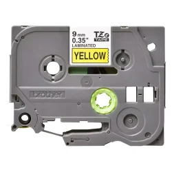 Brother TZe Tape - 9mm x 8m, Gul (sort skrift)