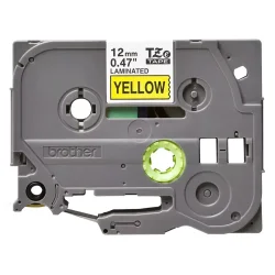 Brother TZe Tape - 12mm x 8m, Gul (sort skrift)