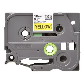 Brother TZe Tape - 18mm x 8m, Gul (sort skrift)