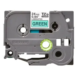 Brother TZe Tape - 24mm x 8m, Gr�n (sort skrift)