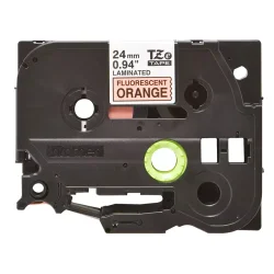 Brother TZe Tape - 24mm x 8m, Neon orange (sort skrift)