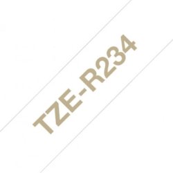 Brother TZe Satinbnd - 12mm x 4m, Hvid hjglans (guld skrift)