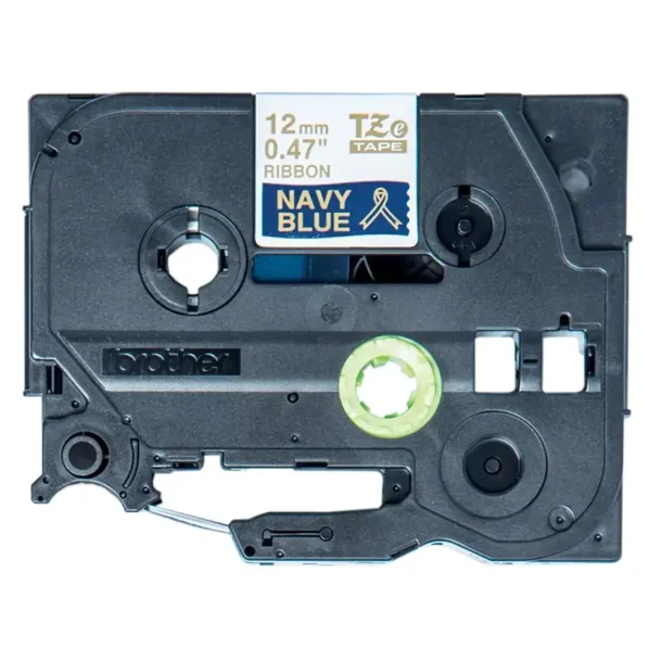 Brother TZe Satinbnd - 12mm x 4m, Marinebl (guld skrift)