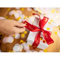 Brother TZe Satinb�nd - 24mm x 4m, Vinr�d (guld skrift)