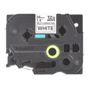 Brother TZeSL Selvlaminerende Tape - 36mm x 8m, Hvid (sort skrift)