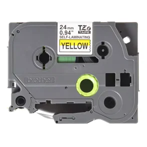 Brother TZeSL Selvlaminerende Tape - 24mm x 8m, Gul (sort skrift)