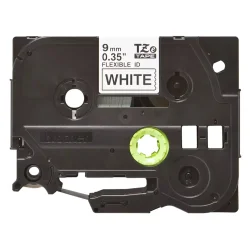 Brother TZe Fleksibel Tape - 9mm x 8m, Hvid (sort skrift)