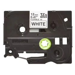 Brother TZe Fleksibel Tape - 12mm x 8m, Hvid (sort skrift)