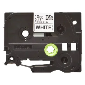Brother TZe Fleksibel Tape - 12mm x 8m, Hvid (sort skrift)