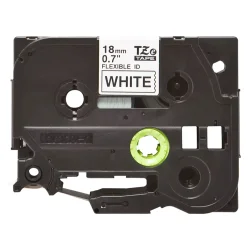 Brother TZe Fleksibel Tape - 18mm x 8m, Hvid (sort skrift)