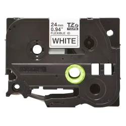 Brother TZe Fleksibel Tape - 24mm x 8m, Hvid (sort skrift)