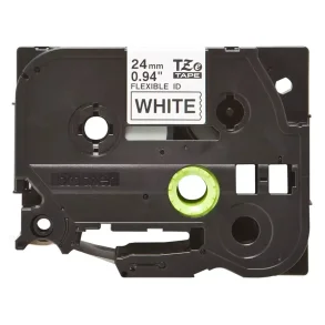 Brother TZe Fleksibel Tape - 24mm x 8m, Hvid (sort skrift)