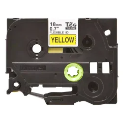 Brother TZe Fleksibel Tape - 18mm x 8m, Gul (sort skrift)