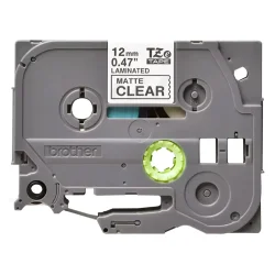 Brother TZe Mat Tape - 12mm x 8m, Transparent-mat (sort skrift)