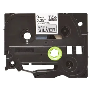 Brother TZe Mat Tape - 9mm x 8m, Slv-mat (sort skrift)