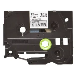 Brother TZe Mat Tape - 12mm x 8m, Slv-mat (sort skrift)