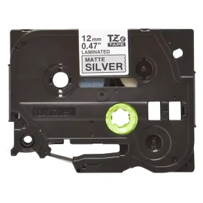 Brother TZe Mat Tape - 12mm x 8m, Slv-mat (sort skrift)