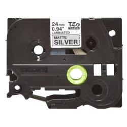 Brother TZe Mat Tape - 24mm x 8m, Slv-mat (sort skrift)