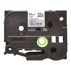 Brother TZe Mat Tape - 36mm x 8m, Slv-mat (sort skrift)