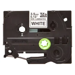 Brother TZe Ulamineret Tape - 3.5mm x 8m, Hvid (sort skrift)