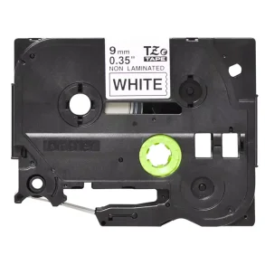 Brother TZe Ulamineret Tape - 9mm x 8m, Hvid (sort skrift)