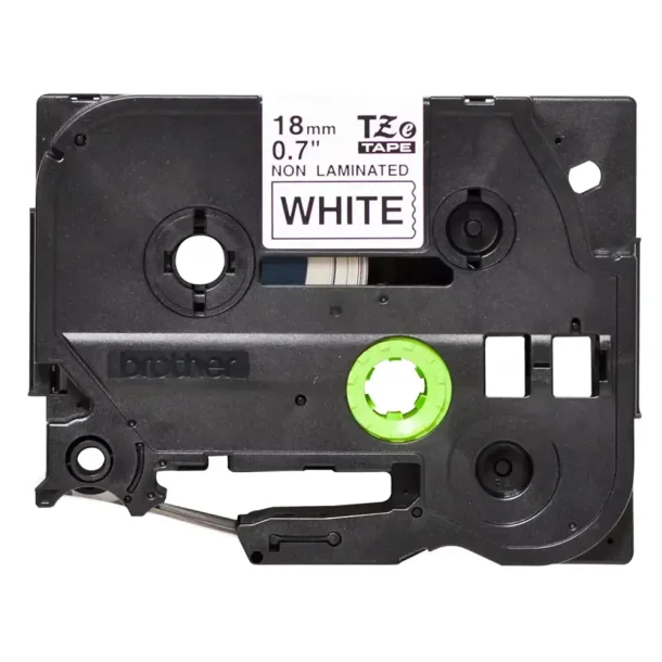 Brother TZe Ulamineret Tape - 18mm x 8m, Hvid (sort skrift)