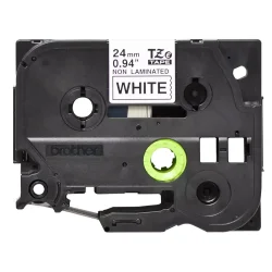 Brother TZe Ulamineret Tape - 24mm x 8m, Hvid (sort skrift)