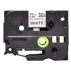 Brother TZe Ulamineret Tape - 24mm x 8m, Hvid (sort skrift)