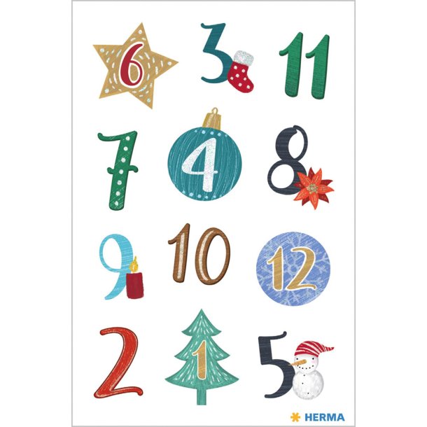 Christmas Stickers 1-24 -  julekalender 