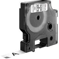 DYMO D1 Fleksibel Nylontape - 12mm x 3.5m, Hvid (sort skrift)