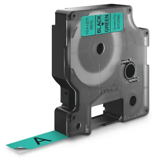 DYMO D1 Tape - 12mm x 7m, Grn (sort skrift)
