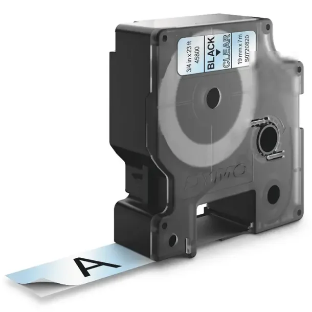 DYMO D1 Tape - 19mm x 7m, Transparant (sort skrift)